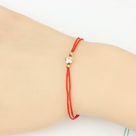 "Minimal Red String Bracelet with Center Stone, XPBL0786 - Picture 1 of 12